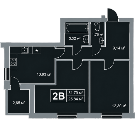 2-кімнатна квартира 2В
